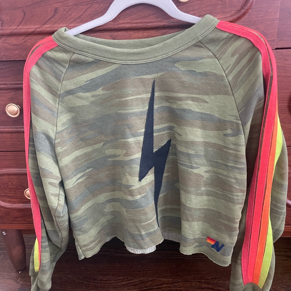 Aviator Nation Camouflage Lightning Bolt Sweatshirt